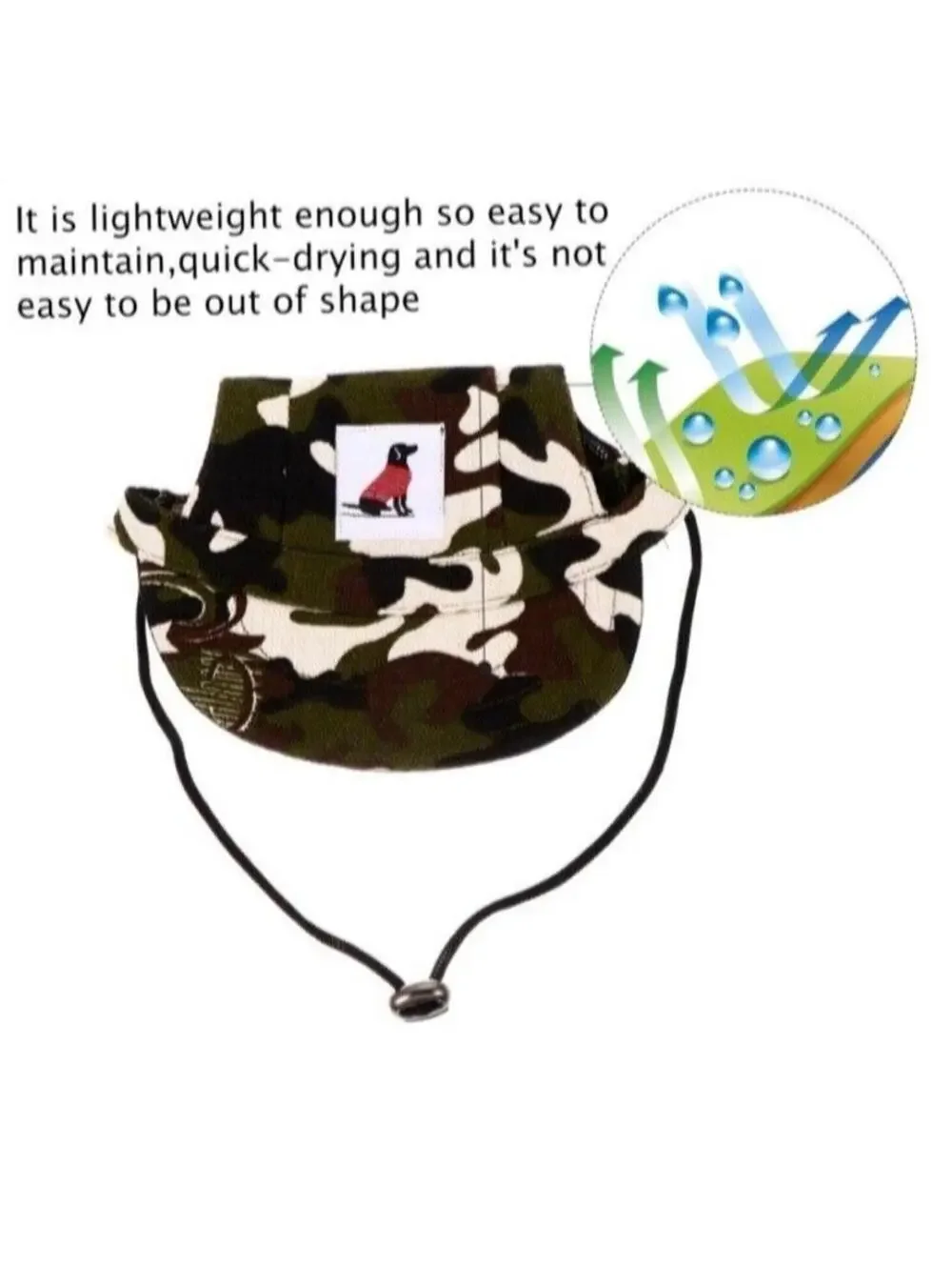 Camouflage Dog Hat Green/Brown Outdoor Hunting Sun Cap for Dogs w Ear Holes New